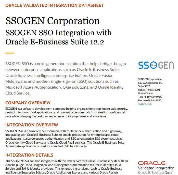SSOGEN - Oracle Certification