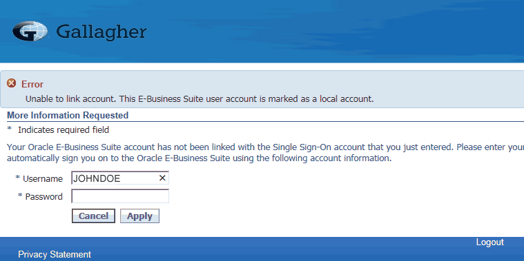 Oracle EBS SSO Troubleshooting - Unable to Link Account